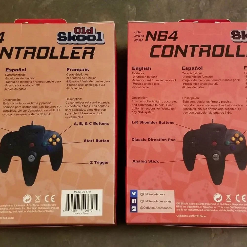 2 N64 Controllers - Jungle Green & Black (NEW) - Nintendo Funtastic - Old Skool